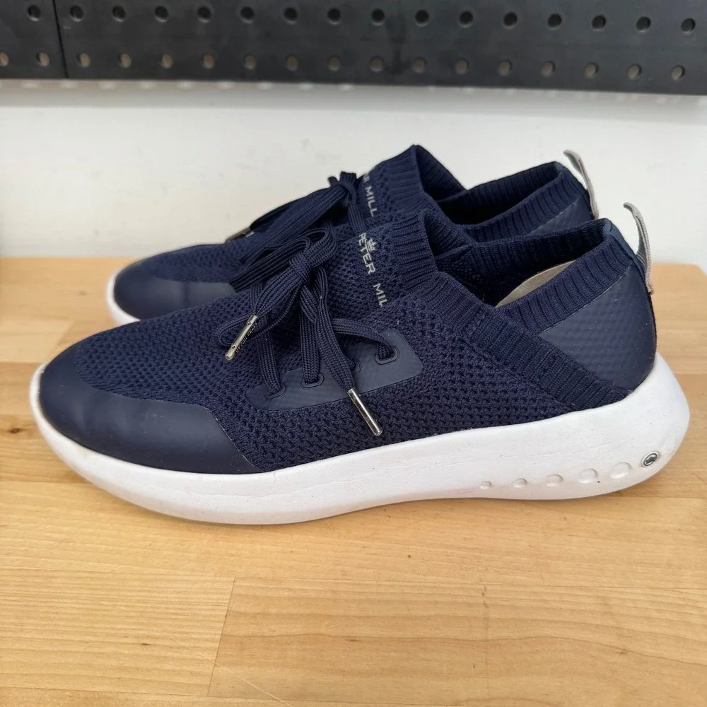 Peter Millar Hyperlight Apollo Navy Knit Sneakers Mens 8.5 LA21EF01